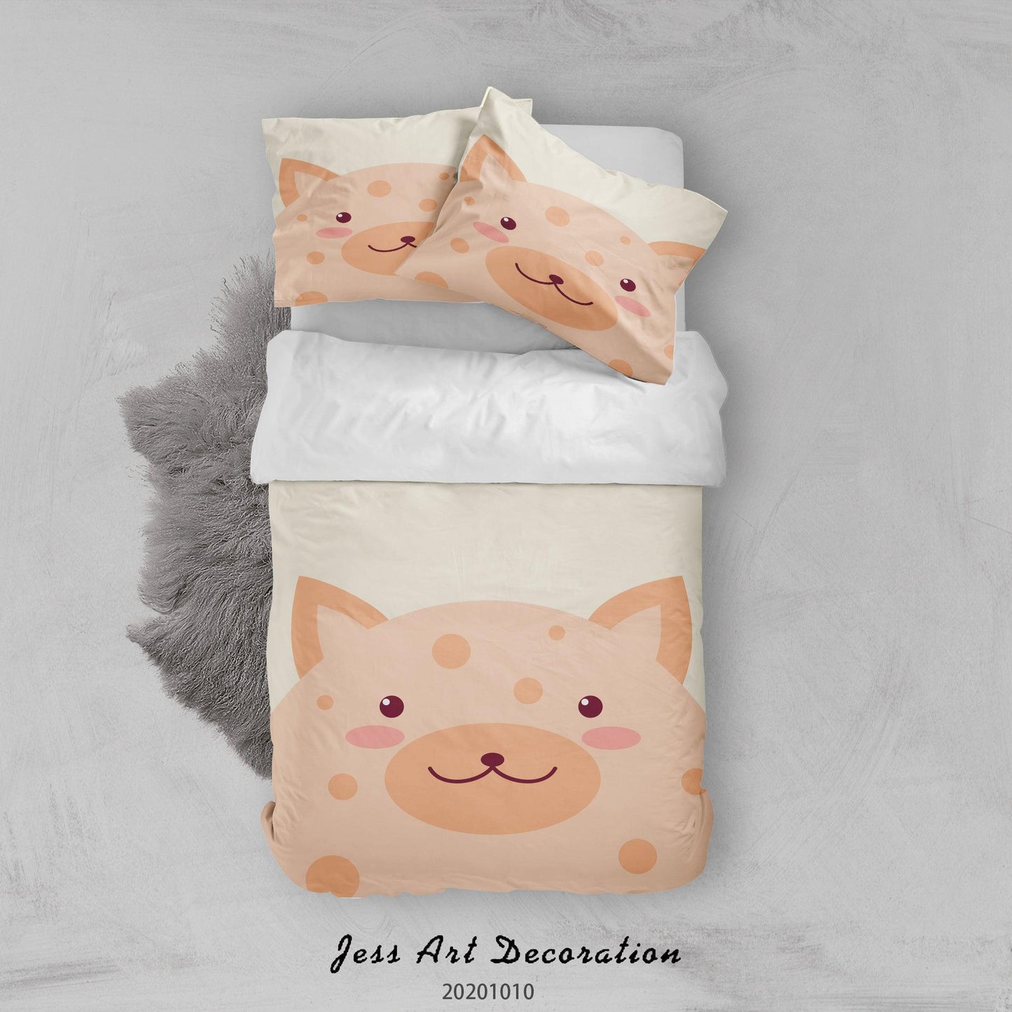 3D Cartoon Cute Animal Cat Quilt Cover Set Bedding Set Duvet Cover Pillowcases WJ 9538