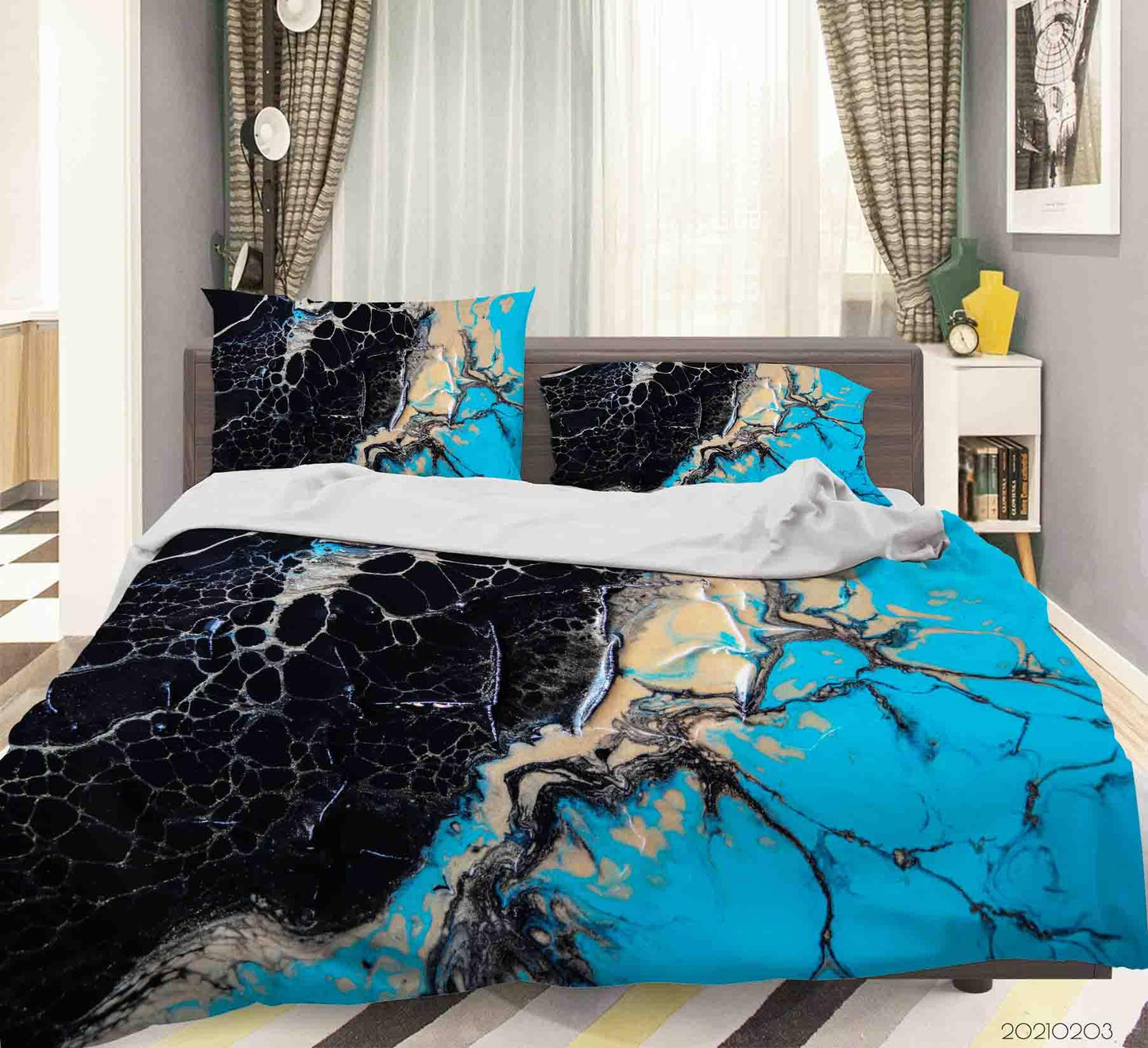 3D Abstract Black Blue Marble Texture Quilt Cover Set Bedding Set Duvet Cover Pillowcases 66