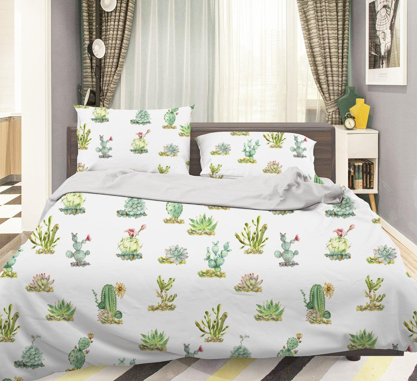 3D Cactus Pattern Quilt Cover Set Bedding Set Pillowcases 166
