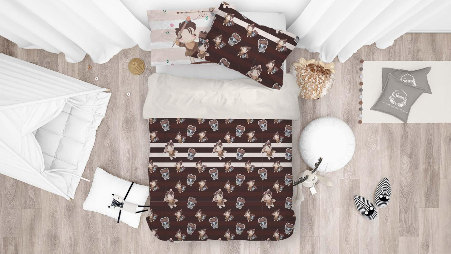 3D Brown Boy Tribe Quilt Cover Set Bedding Set Pillowcases 37