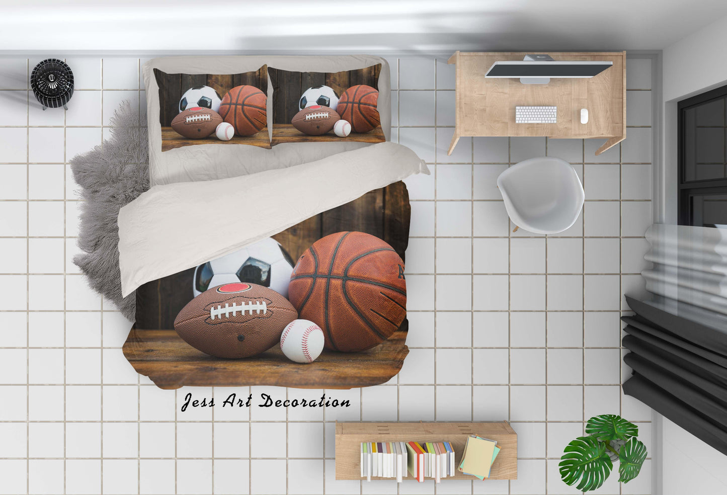 3D Basketball Football Baseball Rugby Quilt Cover Set Bedding Set Pillowcases 79