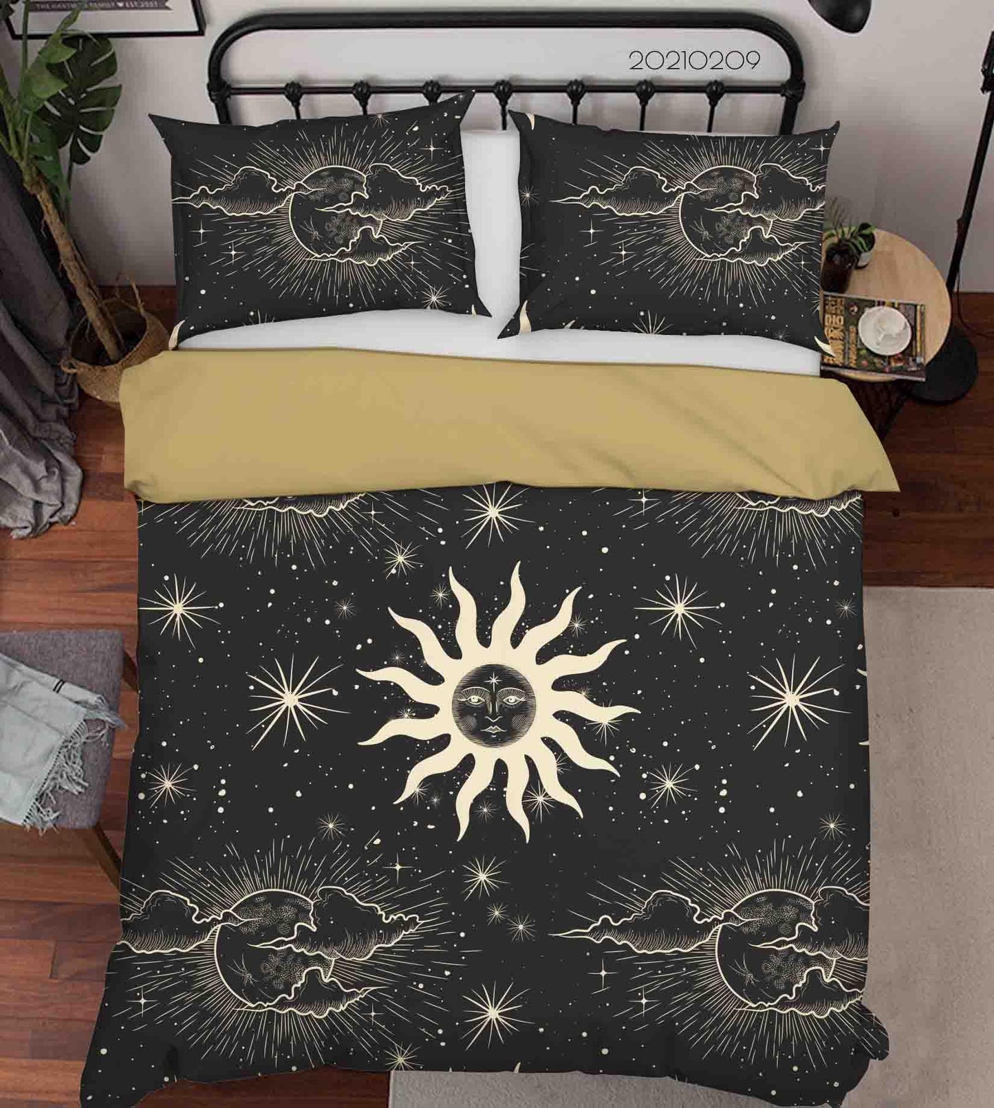 3D Black Space Sun Cloud Quilt Cover Set Bedding Set Duvet Cover Pillowcases 40