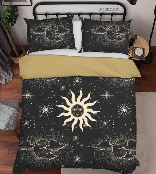 3D Black Space Sun Cloud Quilt Cover Set Bedding Set Duvet Cover Pillowcases 40