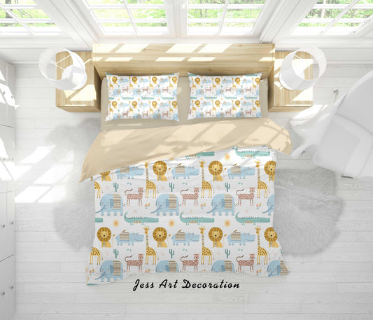 3D Cartoon Animal Lion Giraffe Quilt Cover Set Bedding Set Duvet Cover Pillowcases A304 LQH