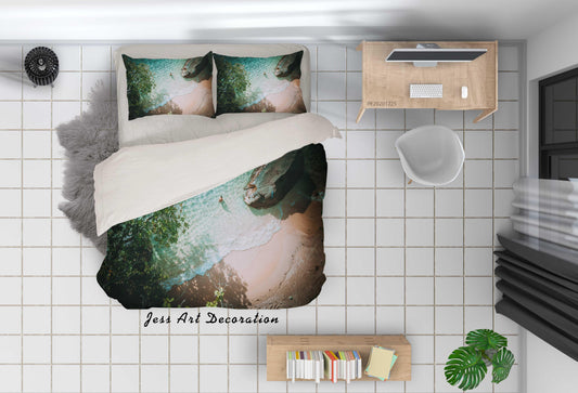 3D Beach Boat Nature Landscape Quilt Cover Set Bedding Set Duvet Cover Pillowcases 40