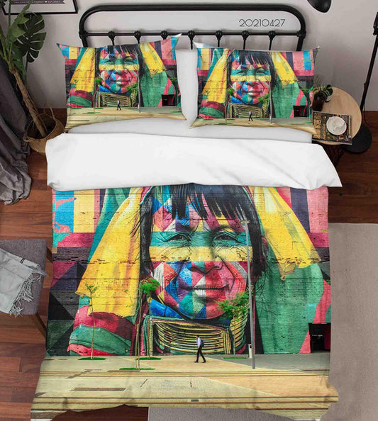 3D Abstract Art Colored Street Graffiti Quilt Cover Set Bedding Set Duvet Cover Pillowcases 86