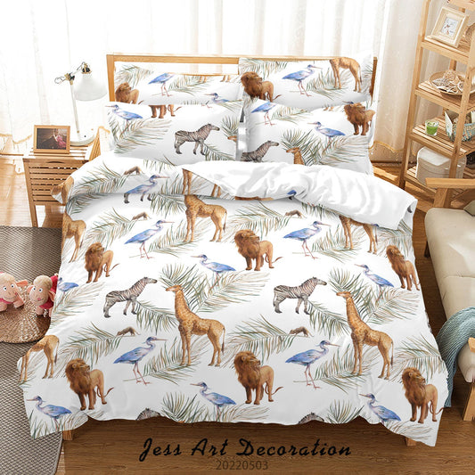 3D Animal Lion Zebra Giraffe Teal Quilt Cover Set Bedding Set Duvet Cover Pillowcase 555