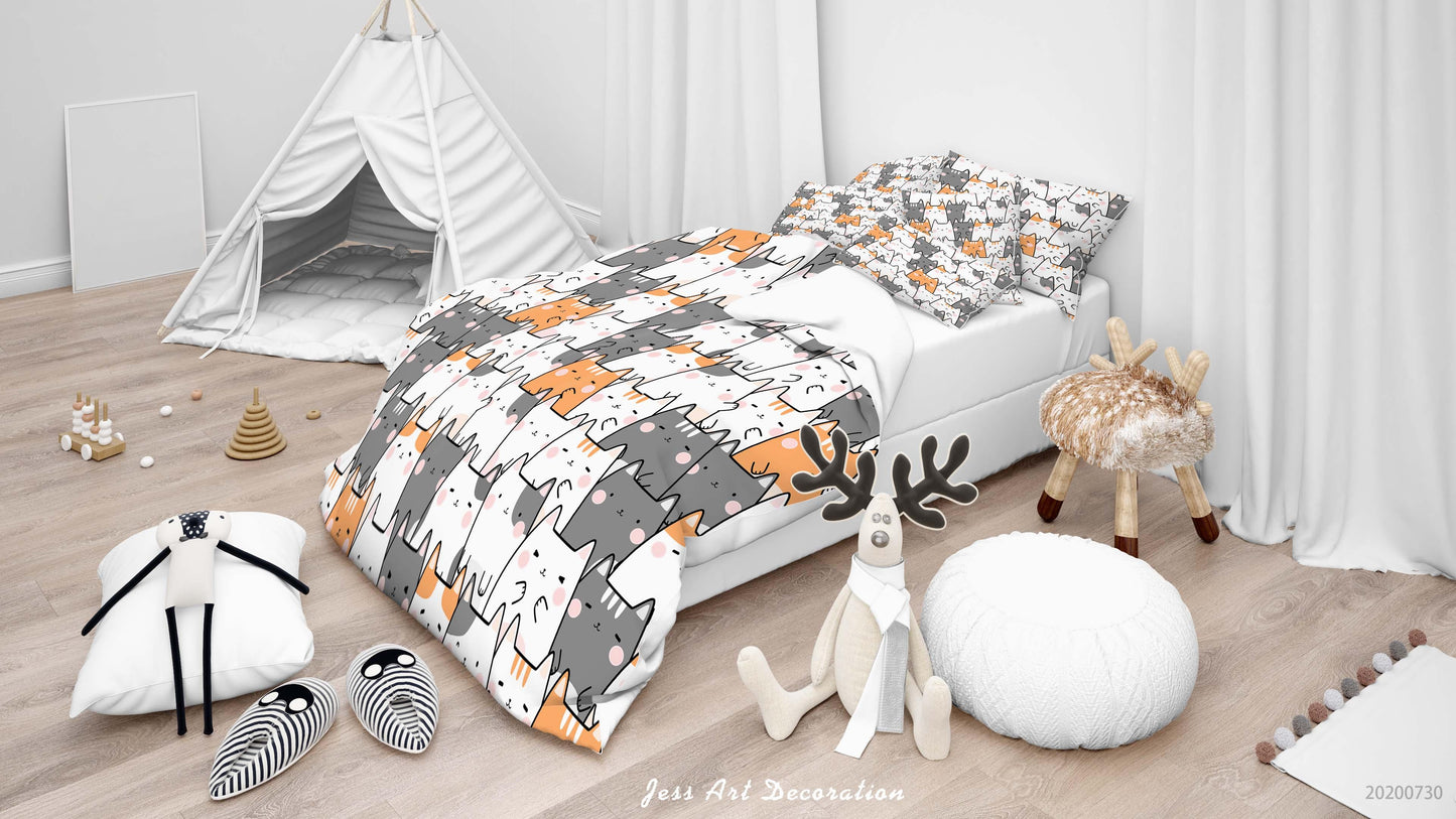 3D Cartoon Cat Quilt Cover Set Bedding Set Duvet Cover Pillowcases LXL 48