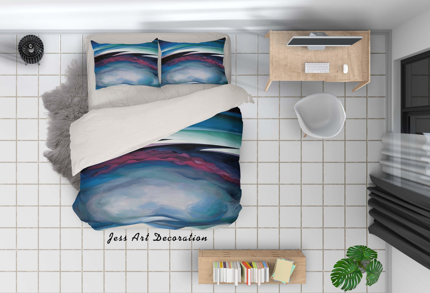 3D Blue Sky Oil Painting Quilt Cover Set Bedding Set Pillowcasesn 56