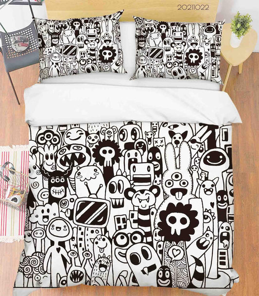 3D Abstract Monster Artistic Graffiti Quilt Cover Set Bedding Set Duvet Cover Pillowcases 95