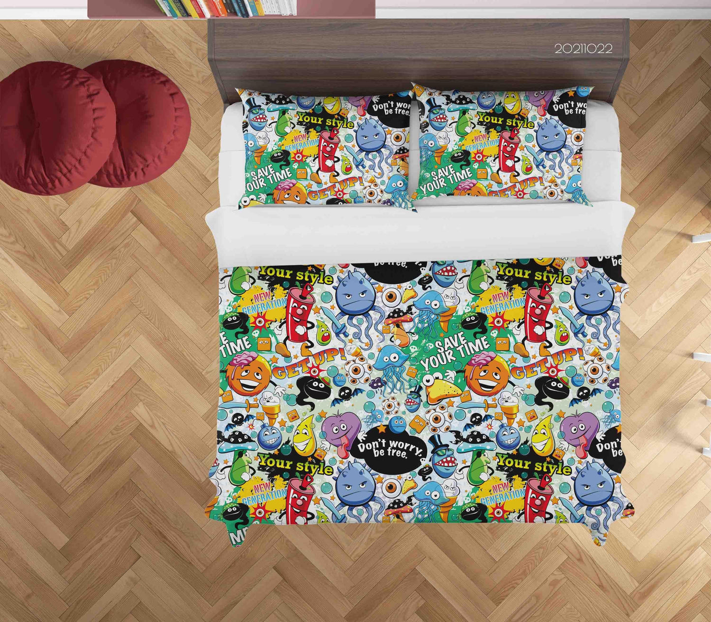 3D Cartoon Color Monsters Graffiti Quilt Cover Set Bedding Set Duvet Cover Pillowcases 82