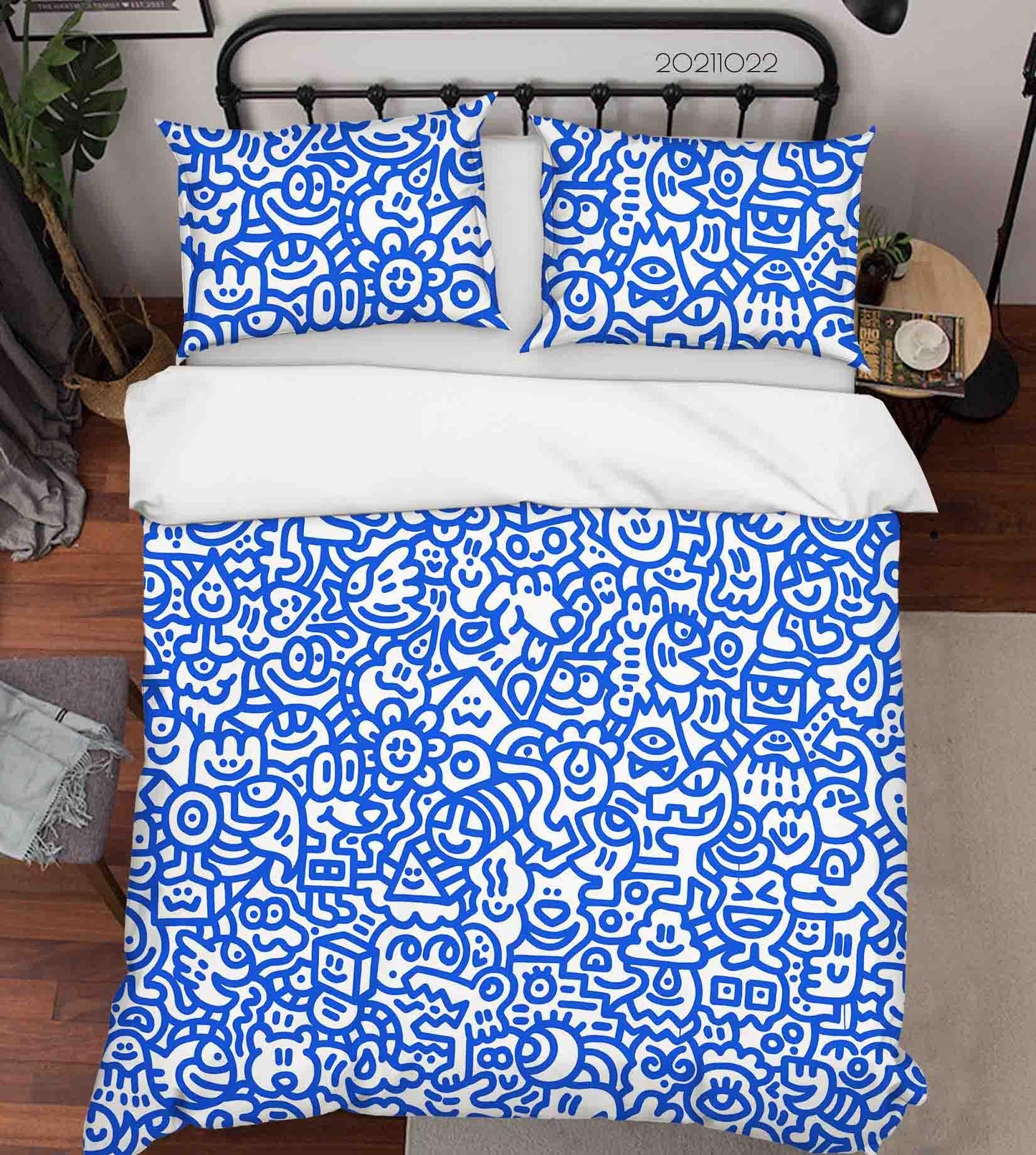 3D Abstract Blue Artistic Graffiti Quilt Cover Set Bedding Set Duvet Cover Pillowcases 6