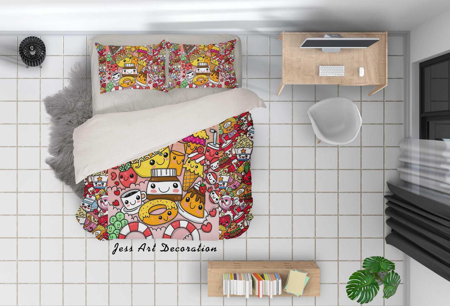 3D Cartoon Food Snacks Quilt Cover Set Bedding Set Pillowcases 99
