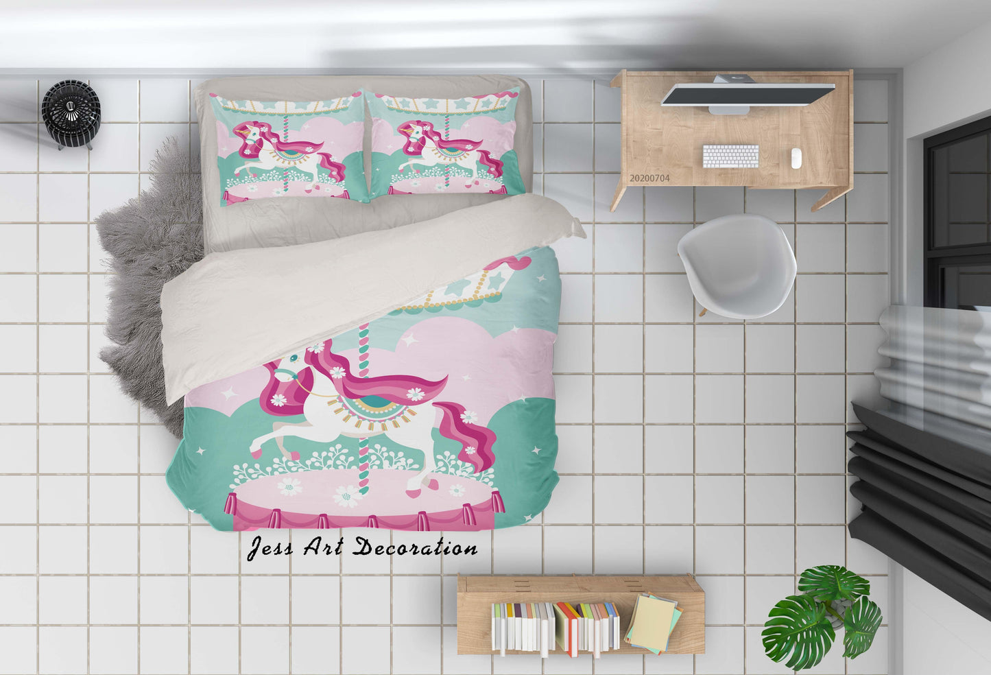 3D Carousel Unicorn Quilt Cover Set Bedding Set Duvet Cover Pillowcases SF28