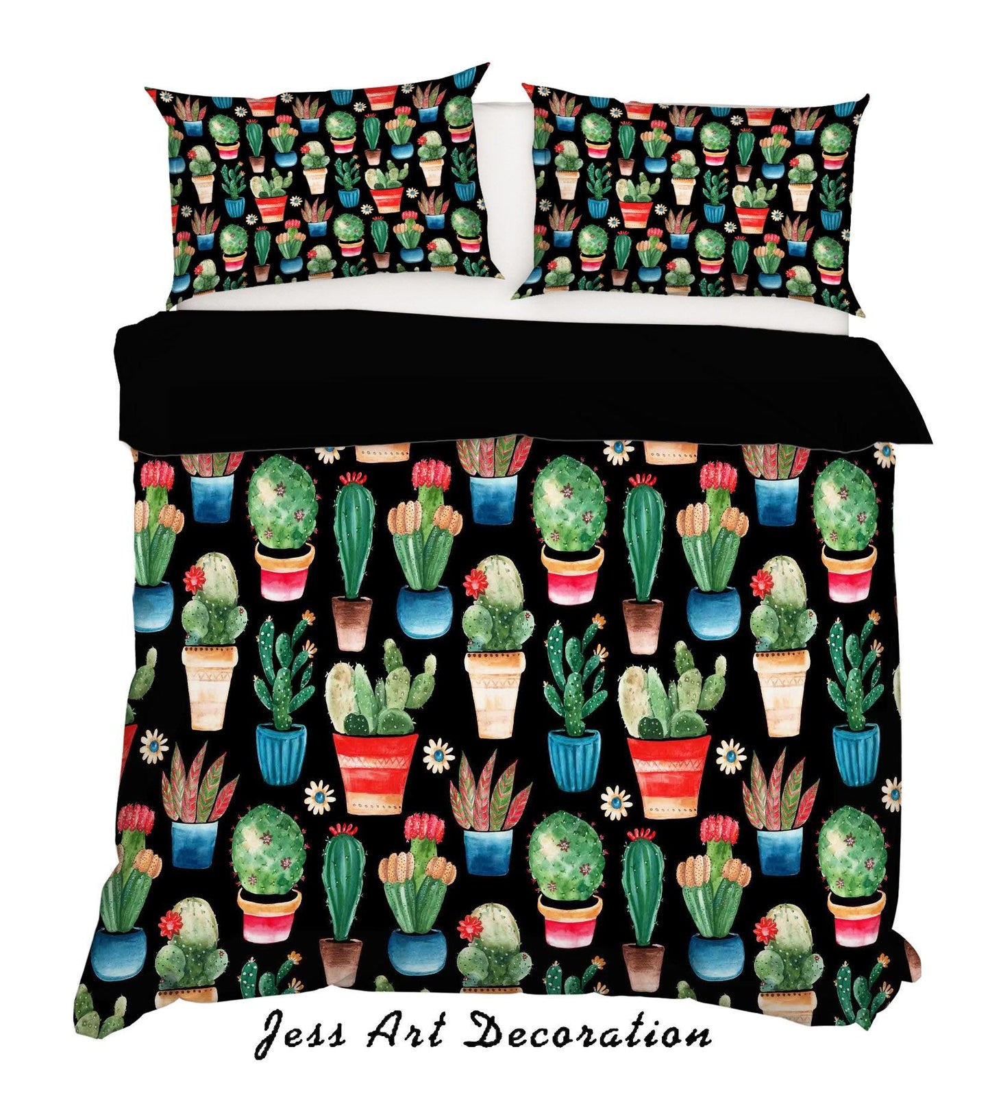 3D Black Potted Plant Cactus Quilt Cover Set Bedding Set Pillowcases 19