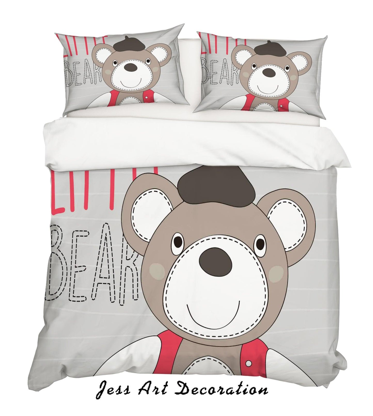 3D Cartoon Grey Bear Quilt Cover Set Bedding Set Pillowcases 168
