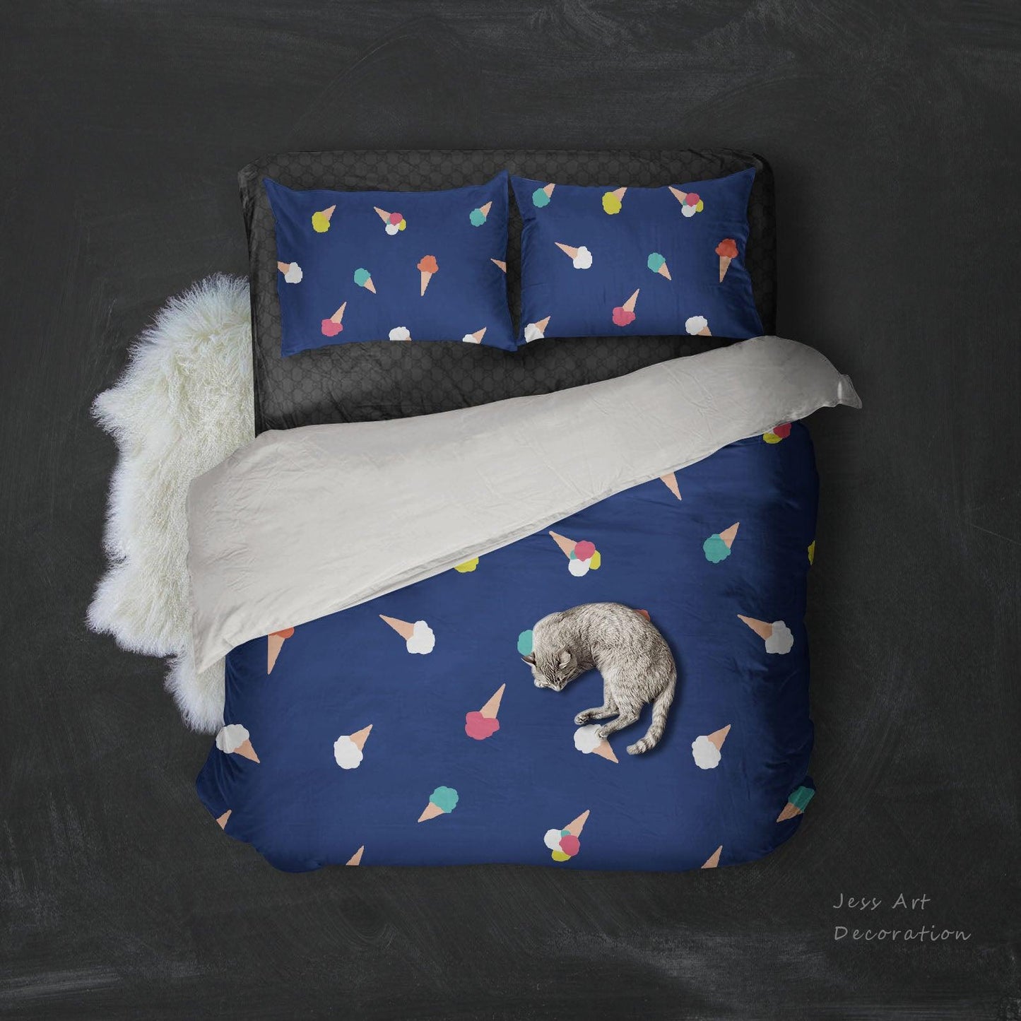 3D Blue Ice Cream Quilt Cover Set Bedding Set Pillowcases 135