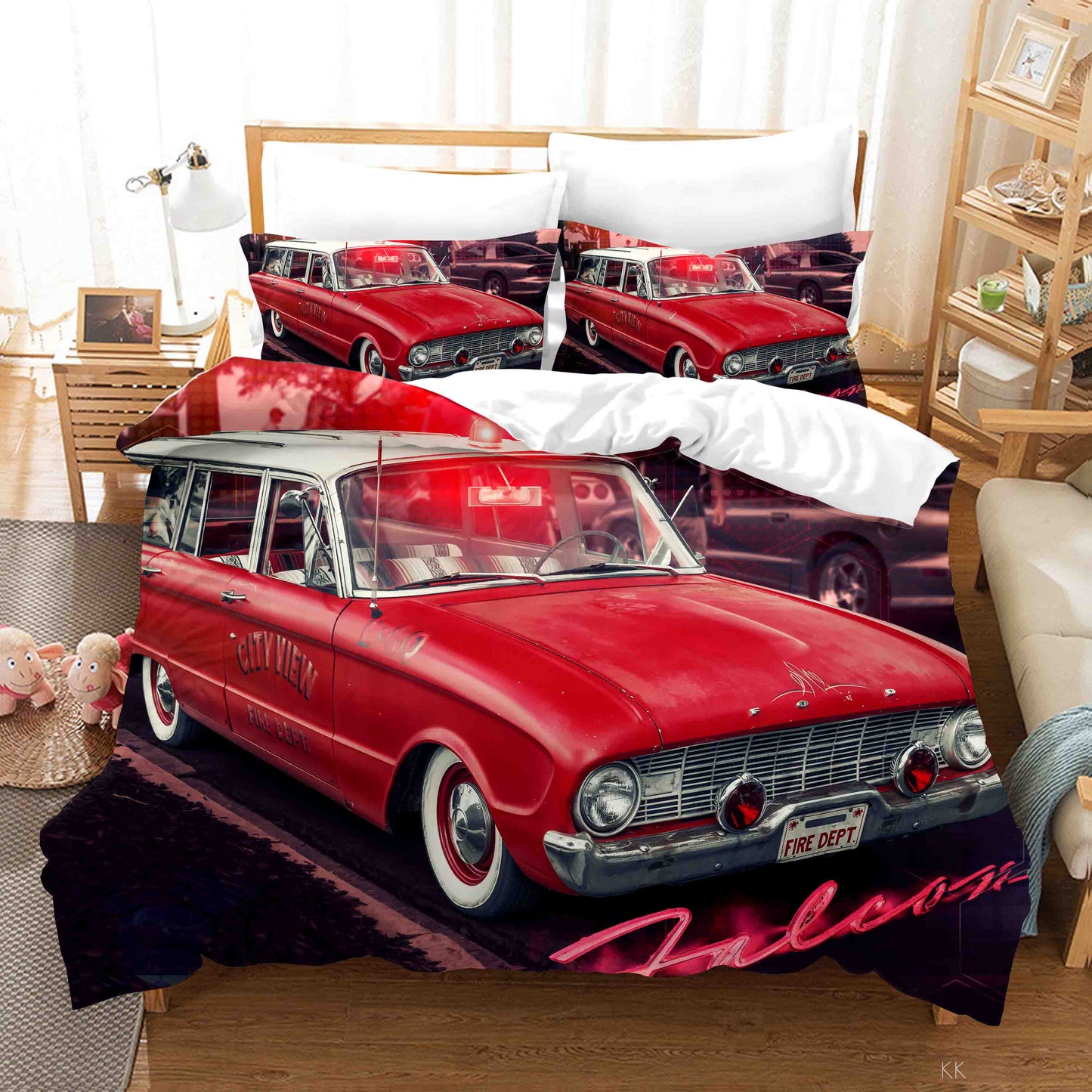 3D Automobile Red Quilt Cover Set Bedding Set Duvet Cover Pillowcase 403
