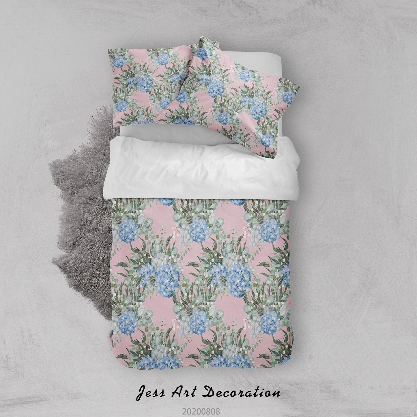 3D Blue Floral Plant Leaves Pink Quilt Cover Set Bedding Set Duvet Cover Pillowcases LXL