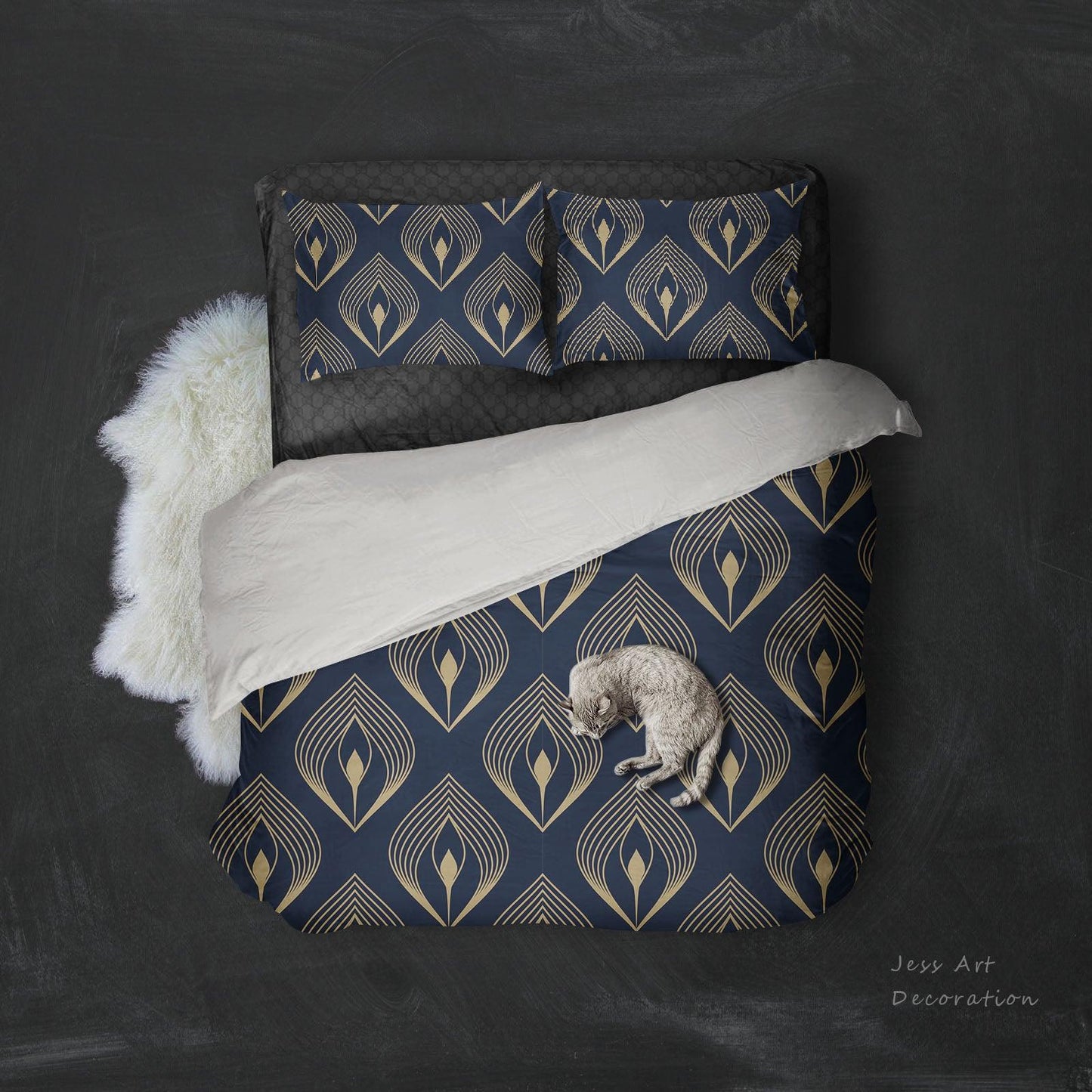 3D Black Golden Pattern Quilt Cover Set Bedding Set Pillowcases 134