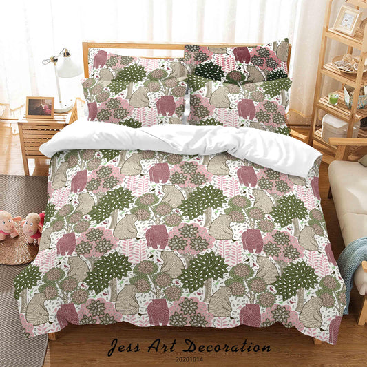 3D Cartoon Bear Tree Pattern Quilt Cover Set Bedding Set Duvet Cover Pillowcases WJ 9689