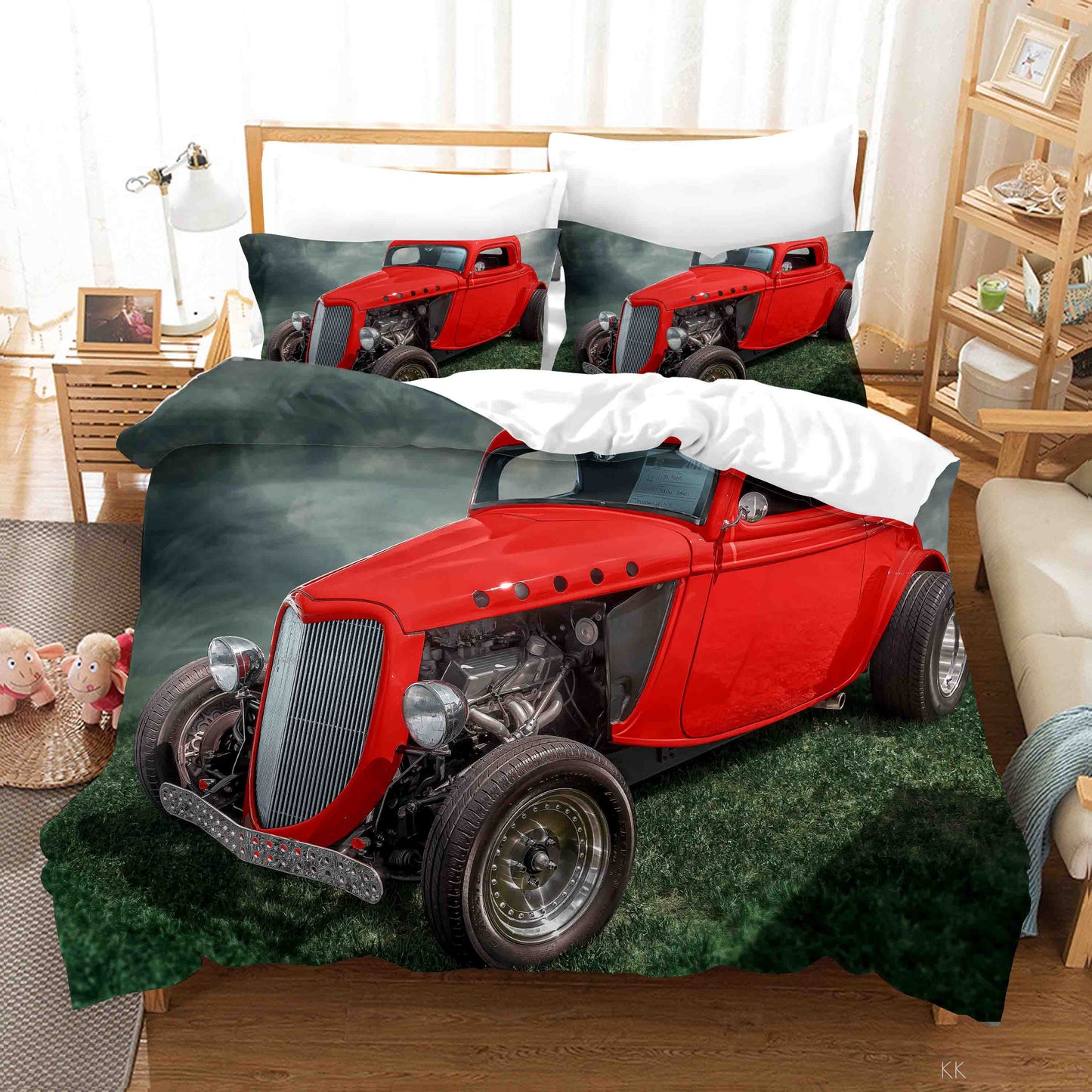 3D Automobile Grassland Quilt Cover Set Bedding Set Duvet Cover Pillowcase 422