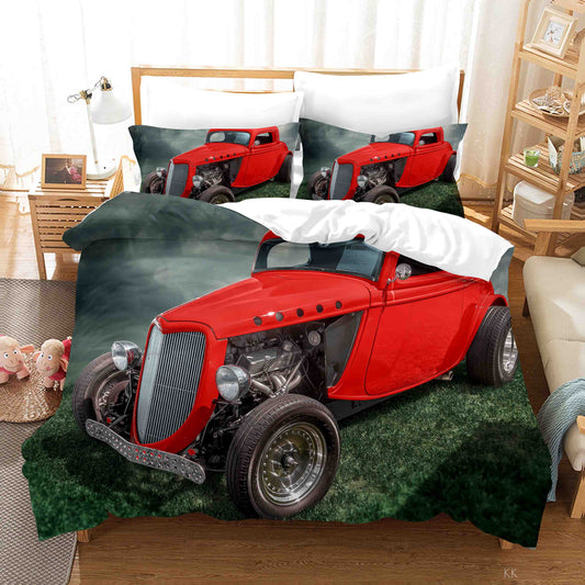 3D Automobile Grassland Quilt Cover Set Bedding Set Duvet Cover Pillowcase 422