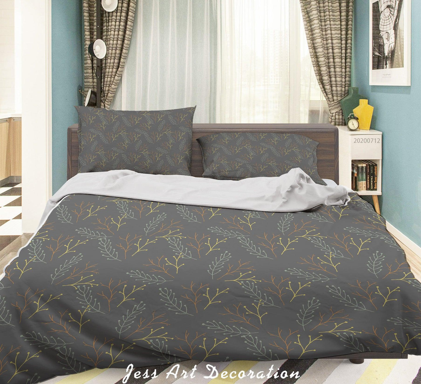 3D Abstract Vintage Leaves Pattern Quilt Cover Set Bedding Set Duvet Cover Pillowcases WJ 4015