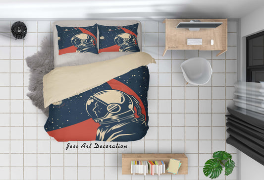 3D Astronaut Rocket Planet Universe Quilt Cover Set Bedding Set Duvet Cover Pillowcases SF13