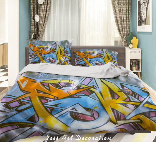3D Abstract Colored Street Graffiti Quilt Cover Set Bedding Set Duvet Cover Pillowcases 165