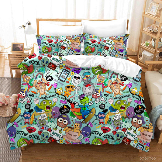 3D Abstract Monster Artistic Graffiti Quilt Cover Set Bedding Set Duvet Cover Pillowcases 74