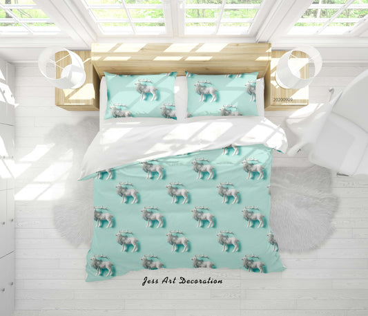 3D Cartoon Animal Christmas Deer Pattern Quilt Cover Set Bedding Set Duvet Cover Pillowcases WJ 6077