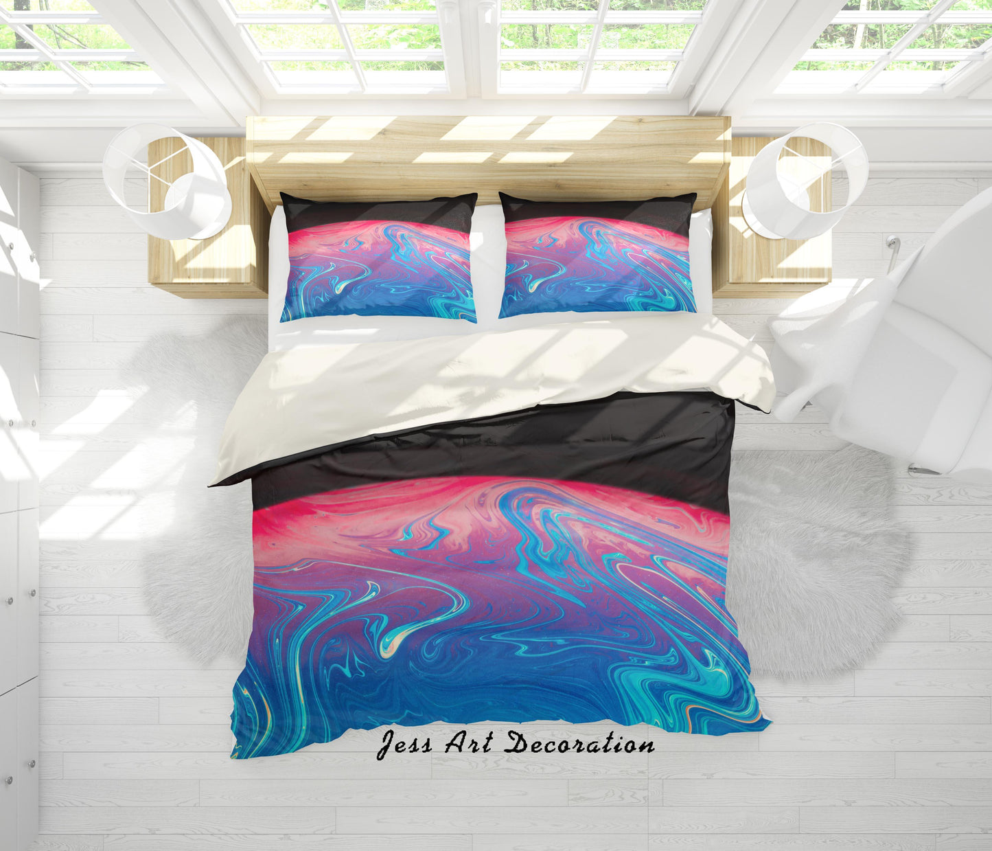 3D Blue Abstract Waves Quilt Cover Set Bedding Set Pillowcases 10
