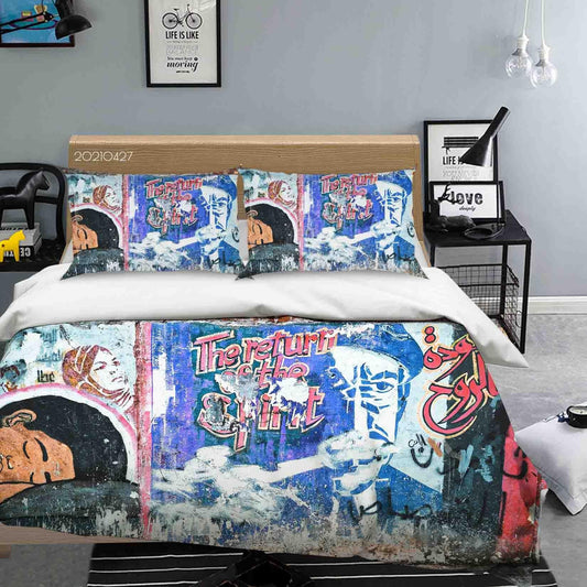 3D Abstract Colored Street Graffiti Quilt Cover Set Bedding Set Duvet Cover Pillowcases 150