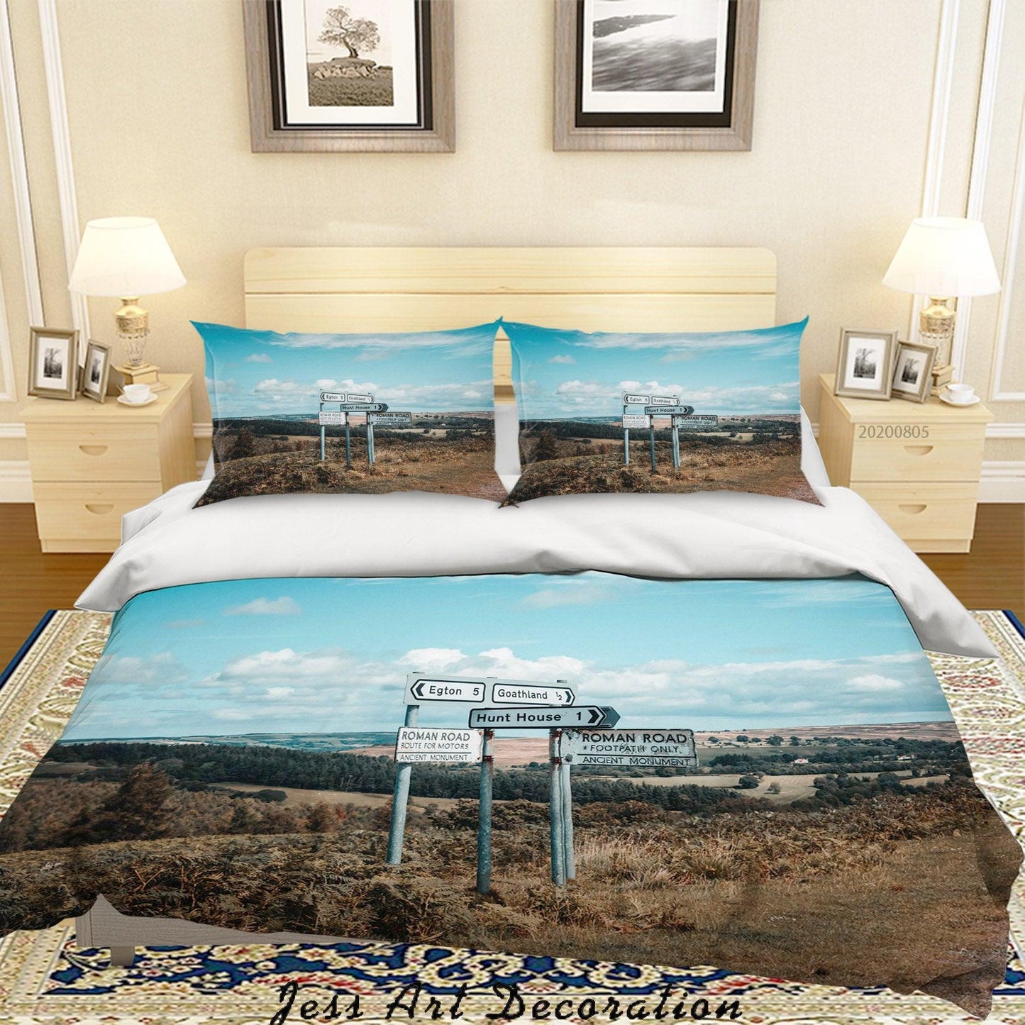 3D Blue Sky Wilderness Signpost Quilt Cover Set Bedding Set Duvet Cover Pillowcases LXL 38