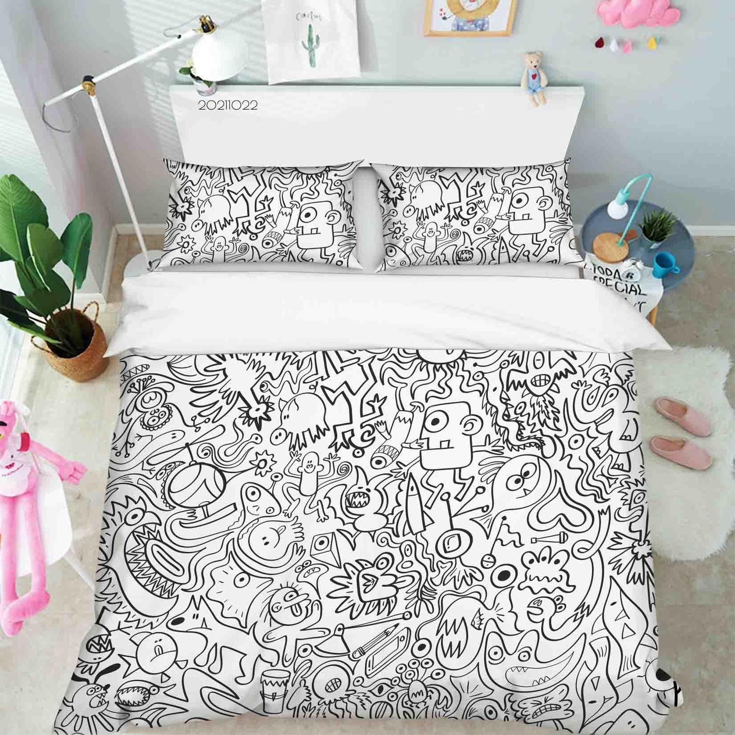 3D Abstract Monster Artistic Graffiti Quilt Cover Set Bedding Set Duvet Cover Pillowcases 41