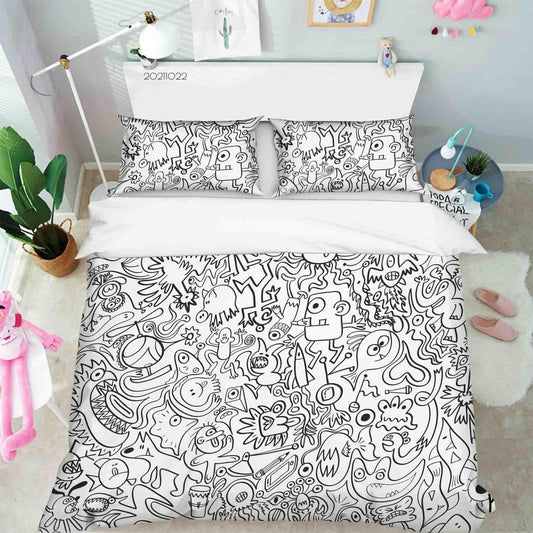3D Abstract Monster Artistic Graffiti Quilt Cover Set Bedding Set Duvet Cover Pillowcases 41