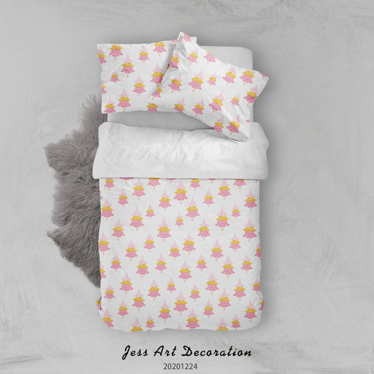 3D Cartoon Christmas Pine Tree Orange Quilt Cover Set Bedding Set Duvet Cover Pillowcases 3 LQH