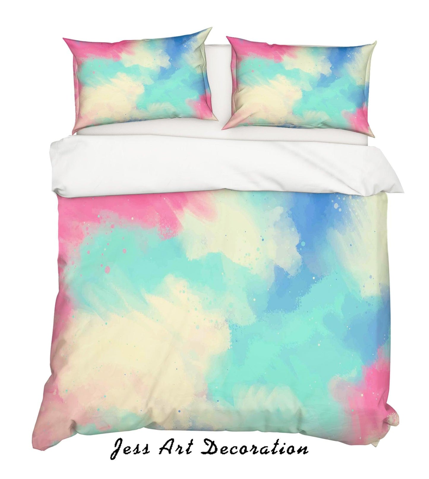 3D Blue Pink Watercolor Quilt Cover Set Bedding Set Pillowcases 106