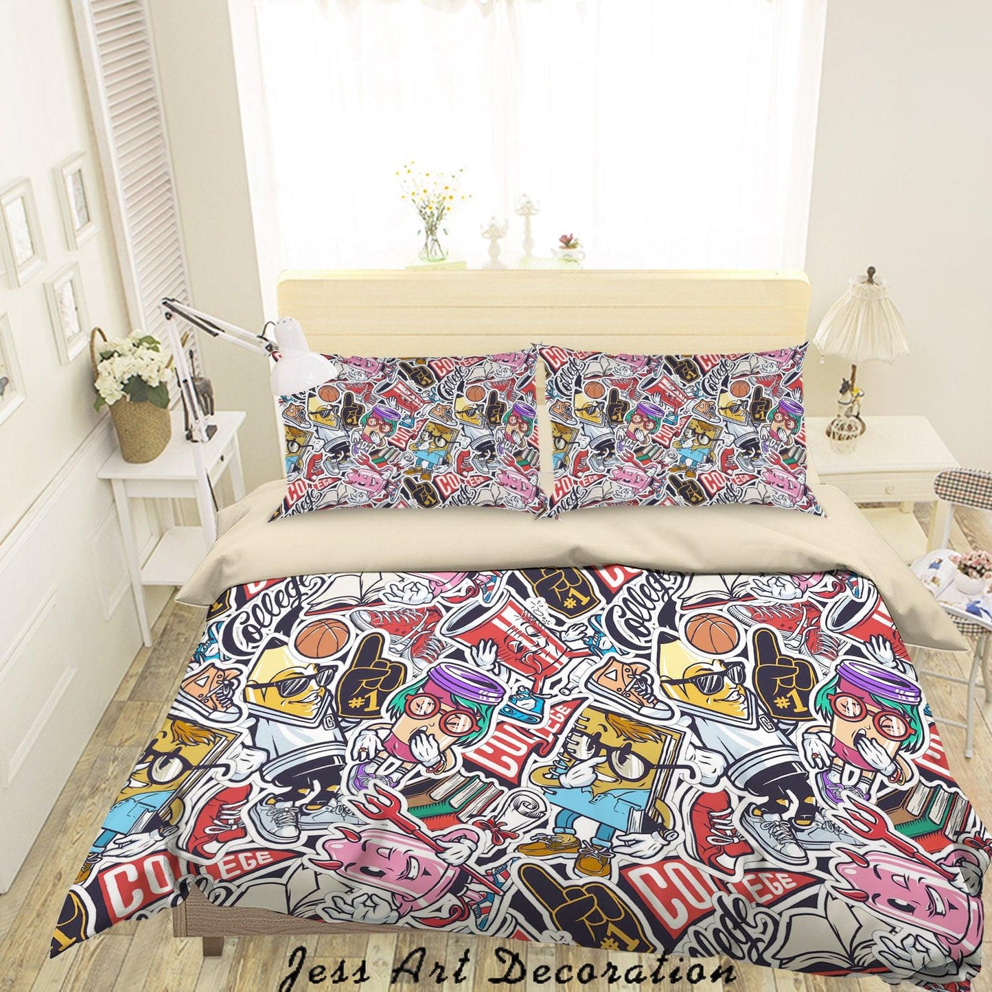 3D Cartoon Books Drink Basketball Pencil Quilt Cover Set Bedding Set Duvet Cover Pillowcases SF5