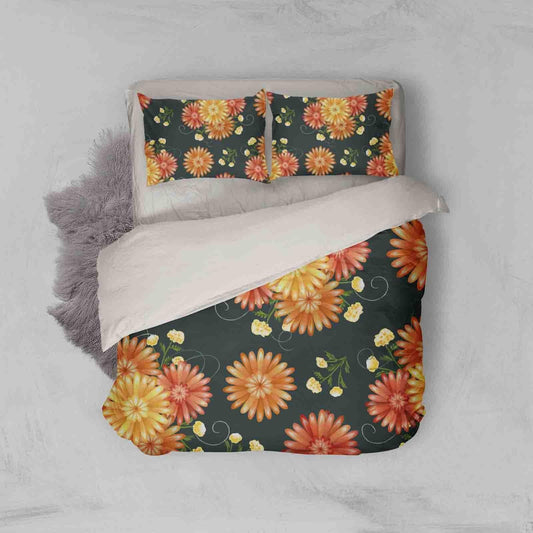 3D Black Floral Quilt Cover Set Bedding Set Pillowcases 103