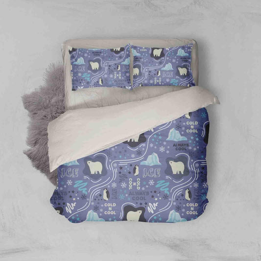 3D Cartoon Ice Mountain Polar Bear Pattern Quilt Cover Set Bedding Set Duvet Cover Pillowcases LXL