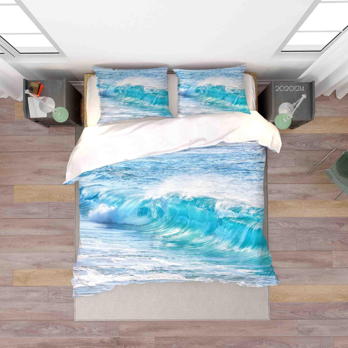 3D Blue Sea Waved Scenery Quilt Cover Set Bedding Set Duvet Cover Pillowcases LXL