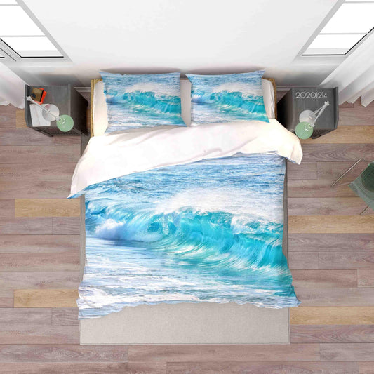 3D Blue Sea Waved Scenery Quilt Cover Set Bedding Set Duvet Cover Pillowcases LXL