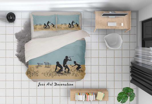 3D Banksy Trolleys Figure Yellow Green Quilt Cover Set Bedding Set Duvet Cover Pillowcases  ZY D62