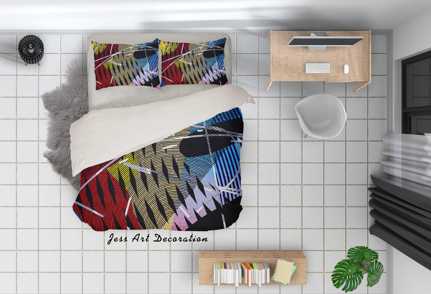 3D Abstract Color Pattern Wall Quilt Cover Set Bedding Set Duvet Cover Pillowcases LQH A115