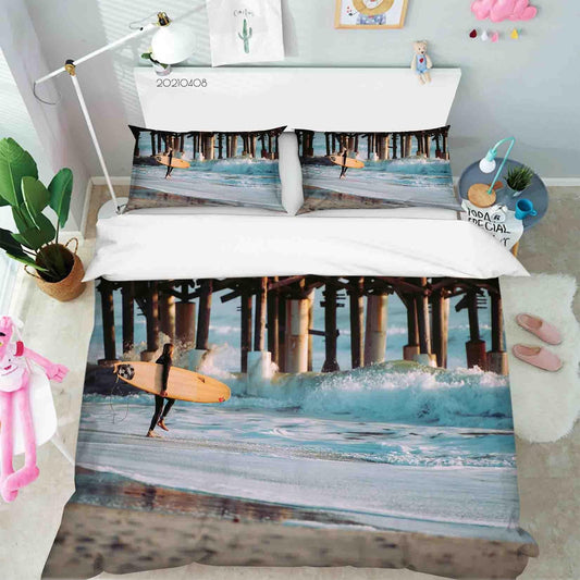 3D Beach Wave Surfing Quilt Cover Set Bedding Set Duvet Cover Pillowcases 7