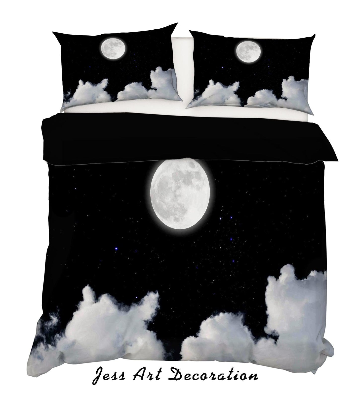 3D Black Moon Clouds Sky Quilt Cover Set Bedding Set Pillowcases 46