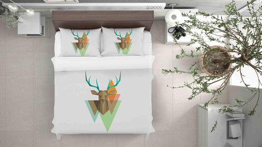 3D Cartoon Animal Elk Triangle Quilt Cover Set Bedding Set Duvet Cover Pillowcases 73 LQH