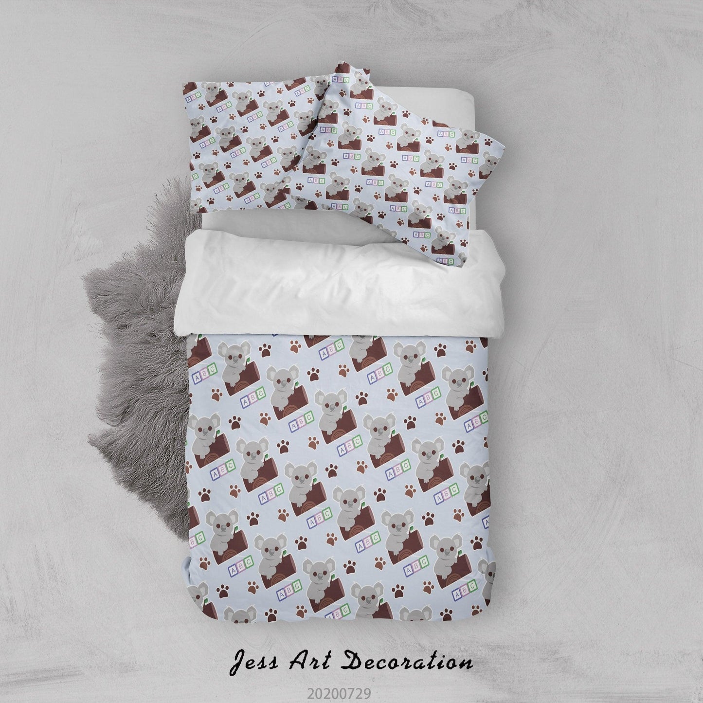 3D Cartoon Paw Raccoon Quilt Cover Set Bedding Set Duvet Cover Pillowcases LXL 135